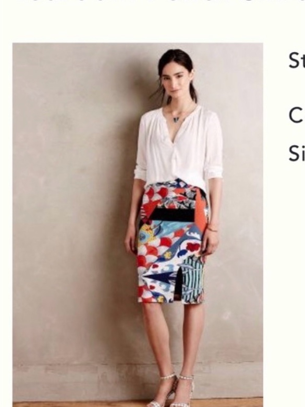 Maeve for Anthropologie Multicolor Tea Room Pencil Skirt